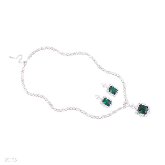 neckline set n+e fine zircon lux-silver-green