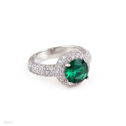ring zircon solit pave bezel lux-silver-green