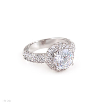 ring zircon solit pave bezel lux-silver-clear