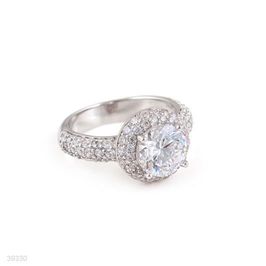 ring zircon solit pave bezel lux-silver-clear