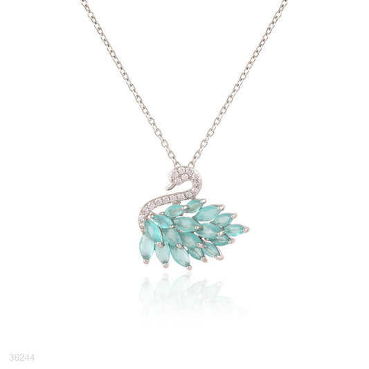 graceful swan pendant silver-turquoise