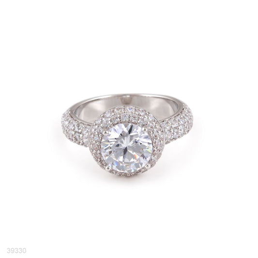 ring zircon solit pave bezel lux-silver-clear