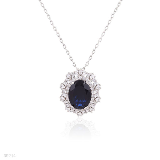 pendant 3a zircon fine oval lux-silver-blue